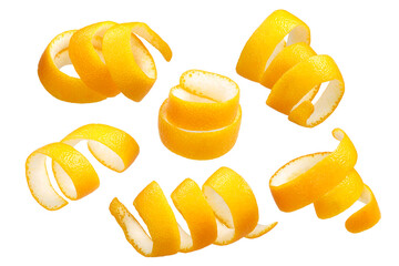 Twisted orange peel stripes or zest decoration isolated png
