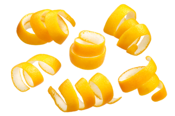 Twisted orange peel stripes or zest decoration isolated png