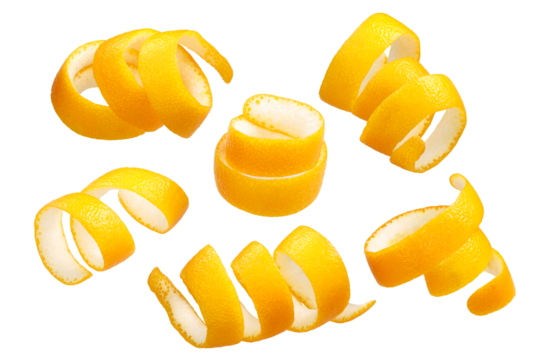 Twisted orange peel stripes or zest decoration isolated png