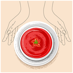 Salsa with tomato ketchup in a plate.