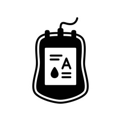 Donated blood bag icon for hospital patient transfusion