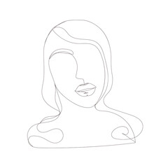 Woman portrait for organic cosmetics.One line drawing.Vector illustration.Portrait face of woman one line drawing with continuous line.Modern minimalism art. Woman portrait for poster, cover design.