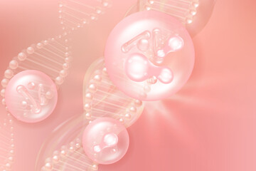 Probiotic and Hyaluronic acid skin solutions ad, pink collagen, and vitamin serum drops, cosmetic advertising background ready to use, illustration vector.