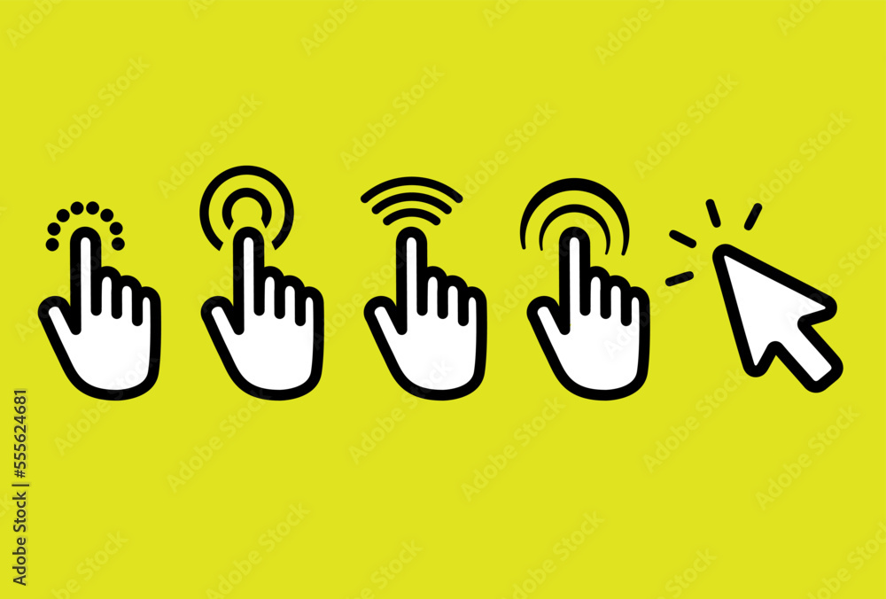 Fototapete Set of hand pointer or cursor mouse push linear icon symbol