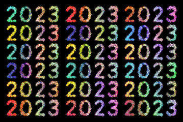 2023 firework pattern text to celebrate the new year