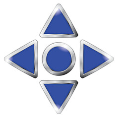 Blue game button isolated on a white background