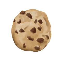 Watercolor food illustration of cookies with chocolate