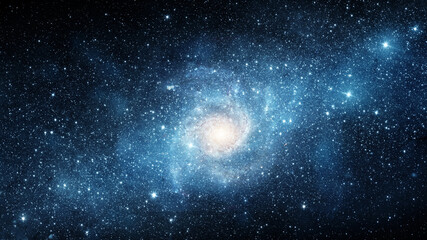 View from space to a spiral galaxy and stars. Universe filled with stars, nebula and galaxy,....