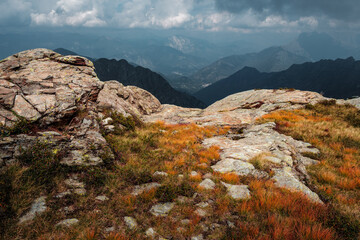 It's autumn time in the mountains of the Val Grande national park in north Italy Alps