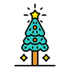 Christmas Tree Filled Line Icon