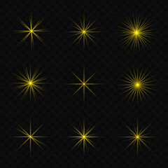 Line, star shiny light effect vector illustration on transparent background