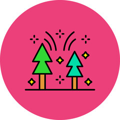 Celebration Multicolor Circle Filled Line Icon