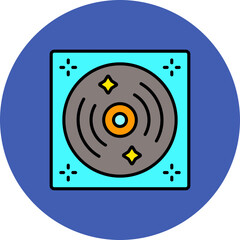 Vinyl Record Multicolor Circle Filled Line Icon