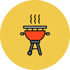 Barbecue Multicolor Circle Filled Line Icon