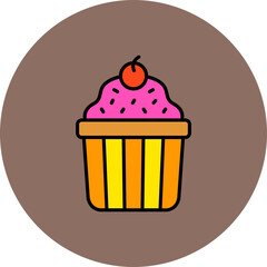 Muffin Multicolor Circle Filled Line Icon