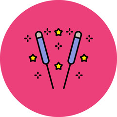 Sparkler Multicolor Circle Filled Line Icon