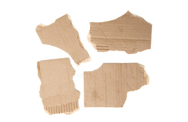 Pieces of cardboard paper on a white background.