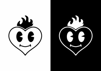 Black and white color of heart tattoo