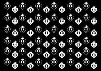 Black and white color of heart tattoo