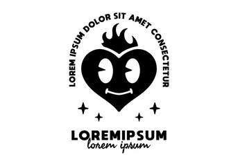 Black and white color of heart tattoo