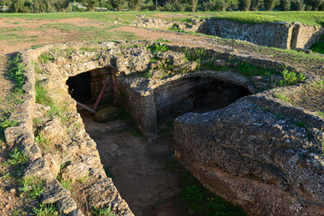 View at the necropolis of Anghelu Ruju on Sardinia, Italy