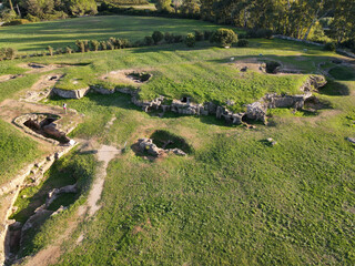 Drone view at the necropolis of Anghelu Ruju on Sardinia, Italy