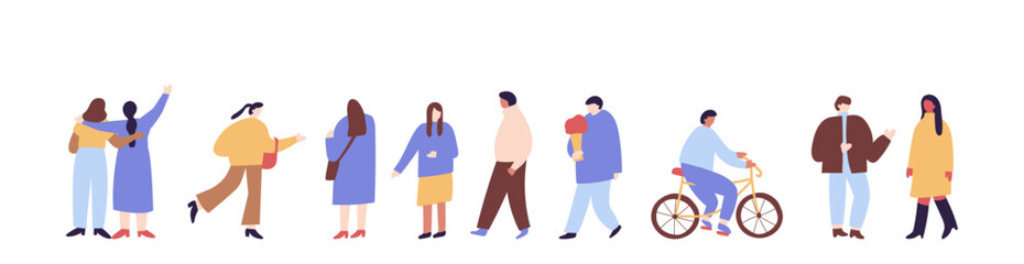 Crowd. Different People silhouette vector collection. Male and female flat characters isolated on white background.