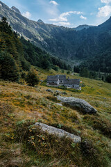 Fototapeta premium It's autumn time in the mountains of the Val Grande national park in north Italy Alps