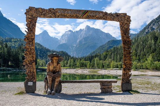 stric vitranc or uncle vitranc wooden statue lake jasna prisojnik kranjska gora