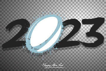 Happy New Year 2023 and rugby ball