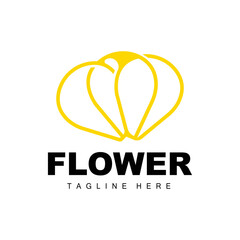 Flower Logo, Flower Garden Design With Simple Style Vector Product Brand, Beauty Care, Natural