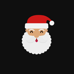 Santa claus head vector flat design isolated on black background. Santa claus icon.