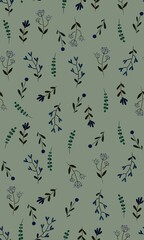 Green floral bunch seamless pattern 