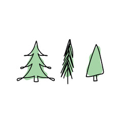 Fototapeta premium Tree with christmas elements illustration 