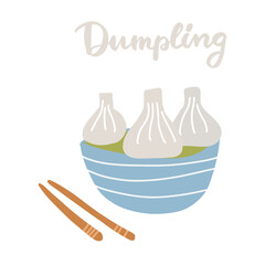 Vector dumpling asian chinese, japanese street food.
