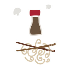 Vector wok noodles soy souce. asian chinese, japanese street food.