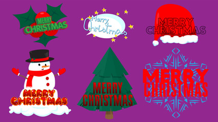 Merry Christmas sticker collection. Holiday icon set.