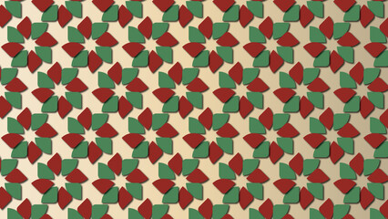 Red/green Foliage colored, Retro, Seamless, Pattern, geometric, background, to be used as decoration element texture (geometric, backdrop, shapes, repeated, to create unity and consistency)