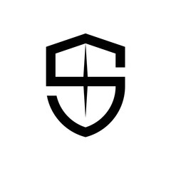 Shield letter S Security safety service logo simple outline