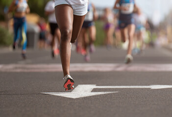 Fototapeta premium Running children, young athletes run in a kids run race