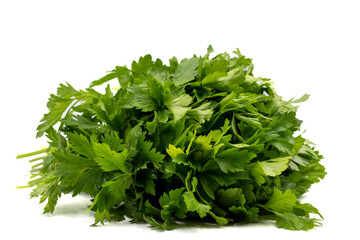 Parsley isolated on a white background. Clipping Path. Full depth of field. Parsley bunch. close up
