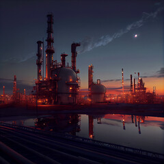 Fototapeta na wymiar oil refinery at night
