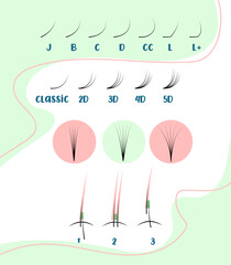 Eyelash extension training poster. Curves and volume of eyelashes Tips and tricks for eyelash extensions. information about eyelash extensions Correct and incorrect attachment.