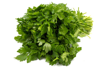 Parsley isolated on a white background. Clipping Path. Full depth of field. Parsley bunch. close up