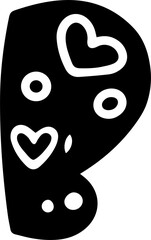 valentine style alphabet with heart, letter B