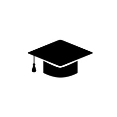 Flat graduation cap icon. Graduation cap sign icon. Higher education symbol. Circle buttons with long shadow. color icons set. jpg illustration
