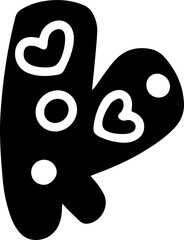 valentine style alphabet with heart, letter K