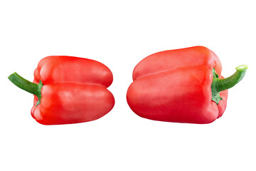 Set of fresh whole red bell pepper isolated on white background. With clipping path. Full depth of field. Focus stacking