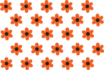 Vector abstract white background with orange floral tile pattern.