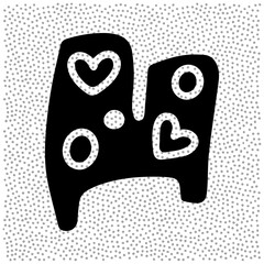 valentine style alphabet with heart, letter H